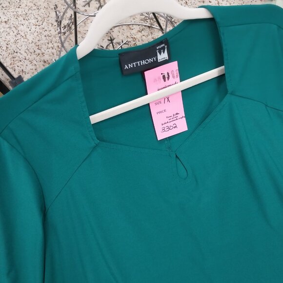 3302 Size 1X Anthony Two Piece Pant Set In Hunter Green and Camel - Picture 5 of 10